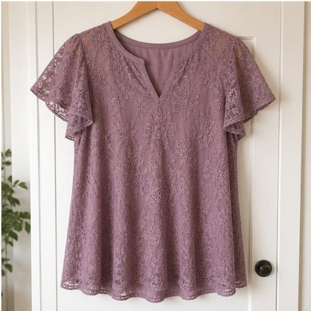 Mauve V Neck Top